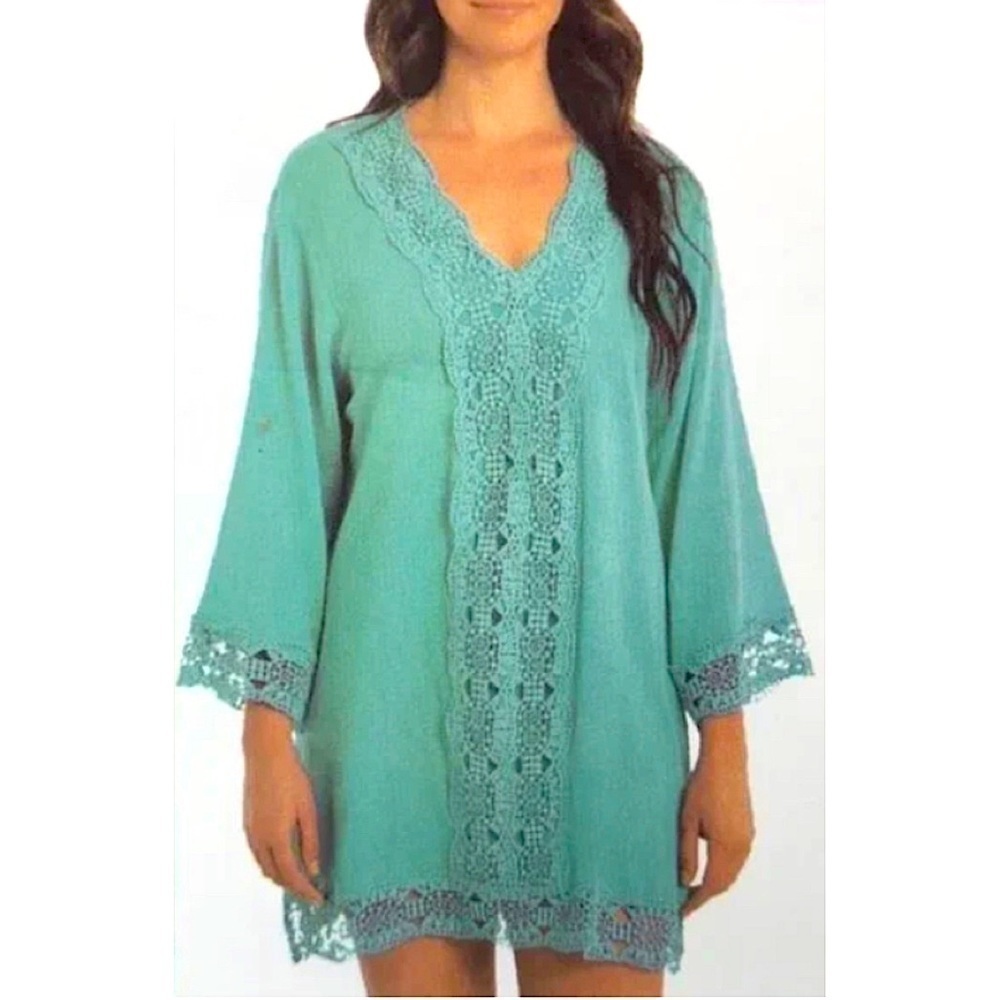 ISAAC MIZRAHI Daisy Gauze Coverup Tunic Top